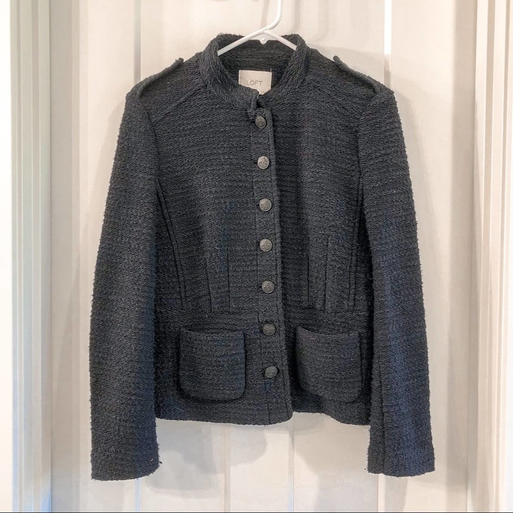 Ann Taylor Loft Knit Black Blazer Jacket 8 Petite